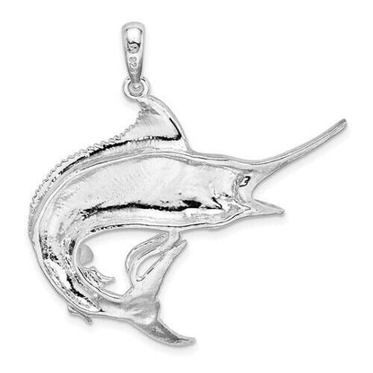 Sterling Silver Marlin Fish Pendant Charm 925