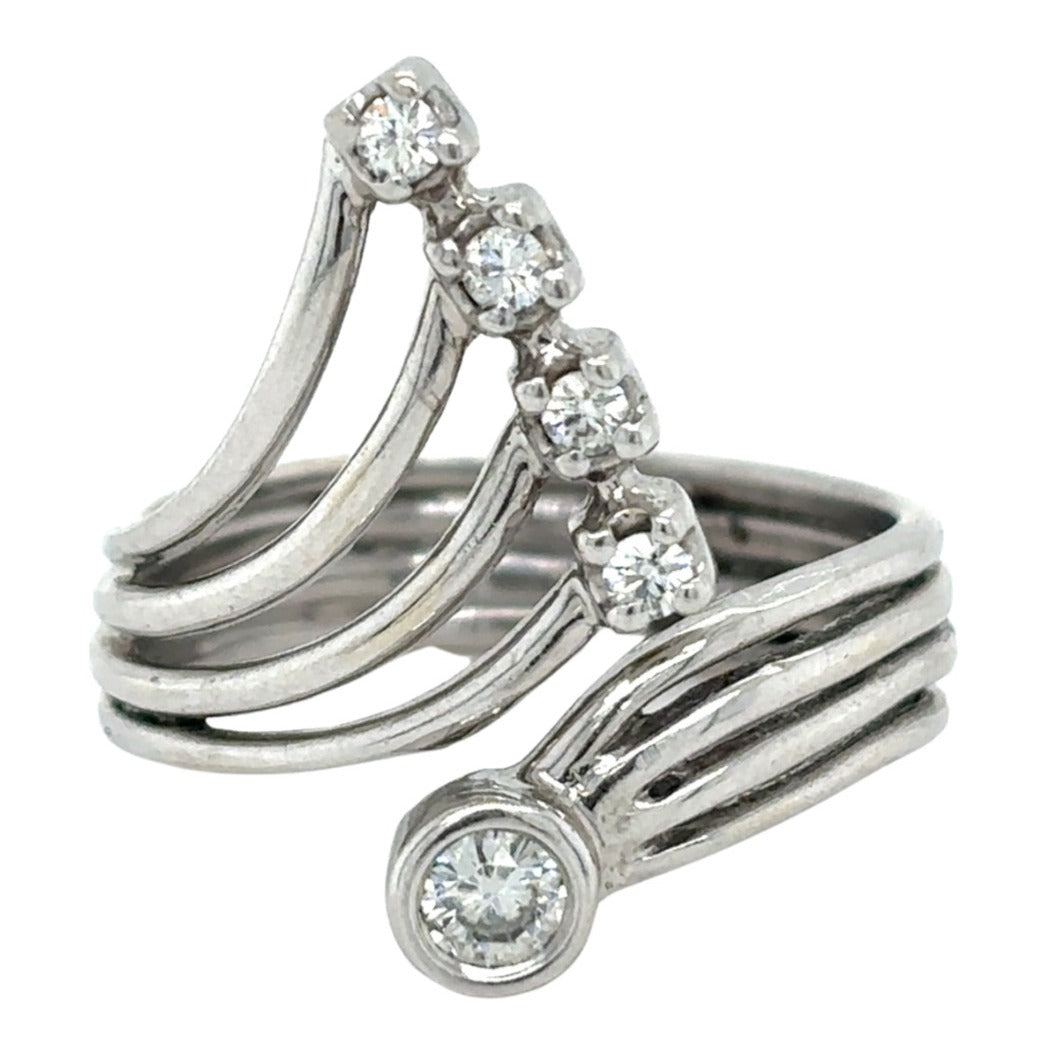 Moissanite Cocktail 14k White Gold Ring 6.4g Size 8