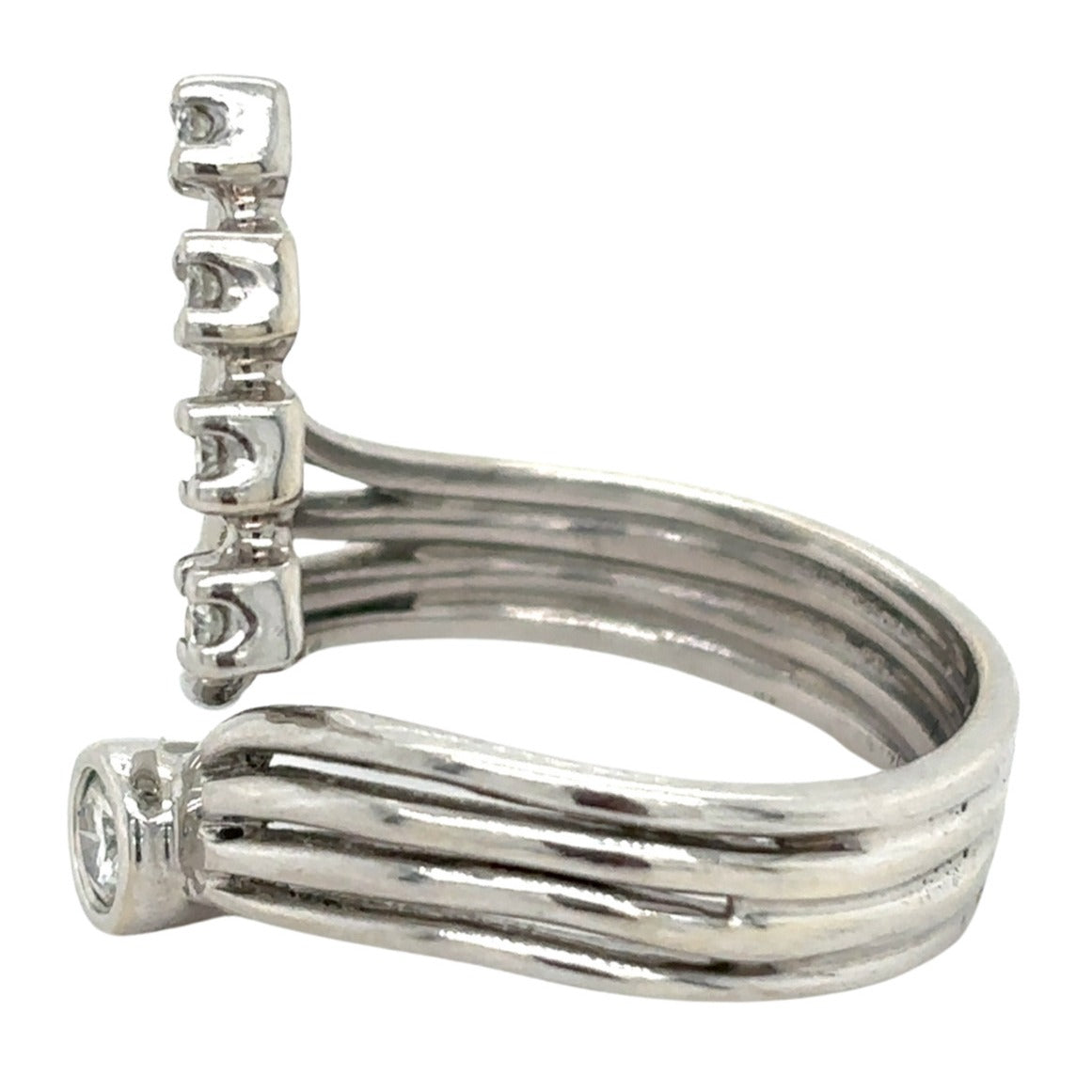 Moissanite Cocktail 14k White Gold Ring 6.4g Size 8