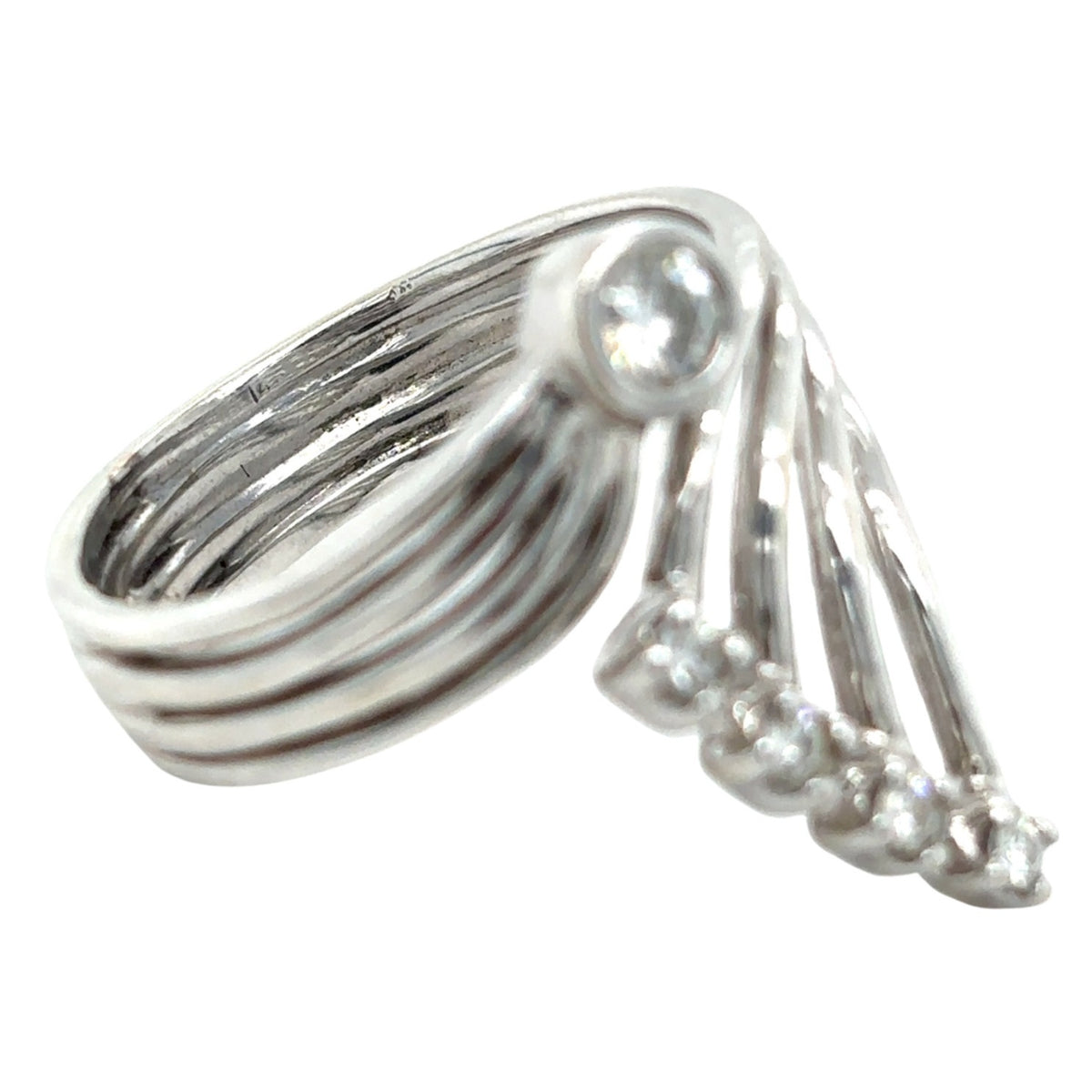 Moissanite Cocktail 14k White Gold Ring 6.4g Size 8