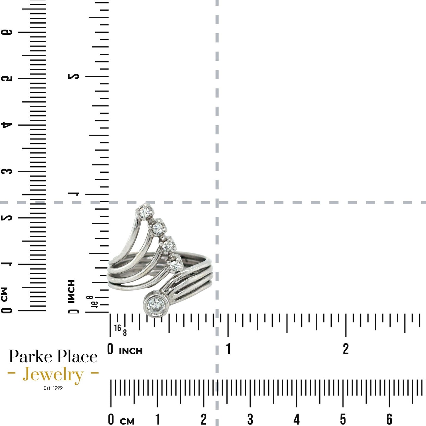 Moissanite Cocktail 14k White Gold Ring 6.4g Size 8