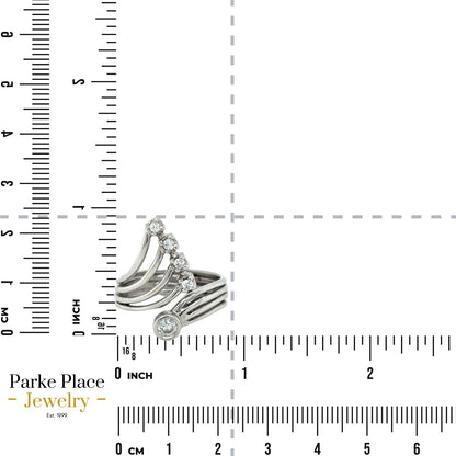 Moissanite Cocktail 14k White Gold Ring 6.4g Size 8