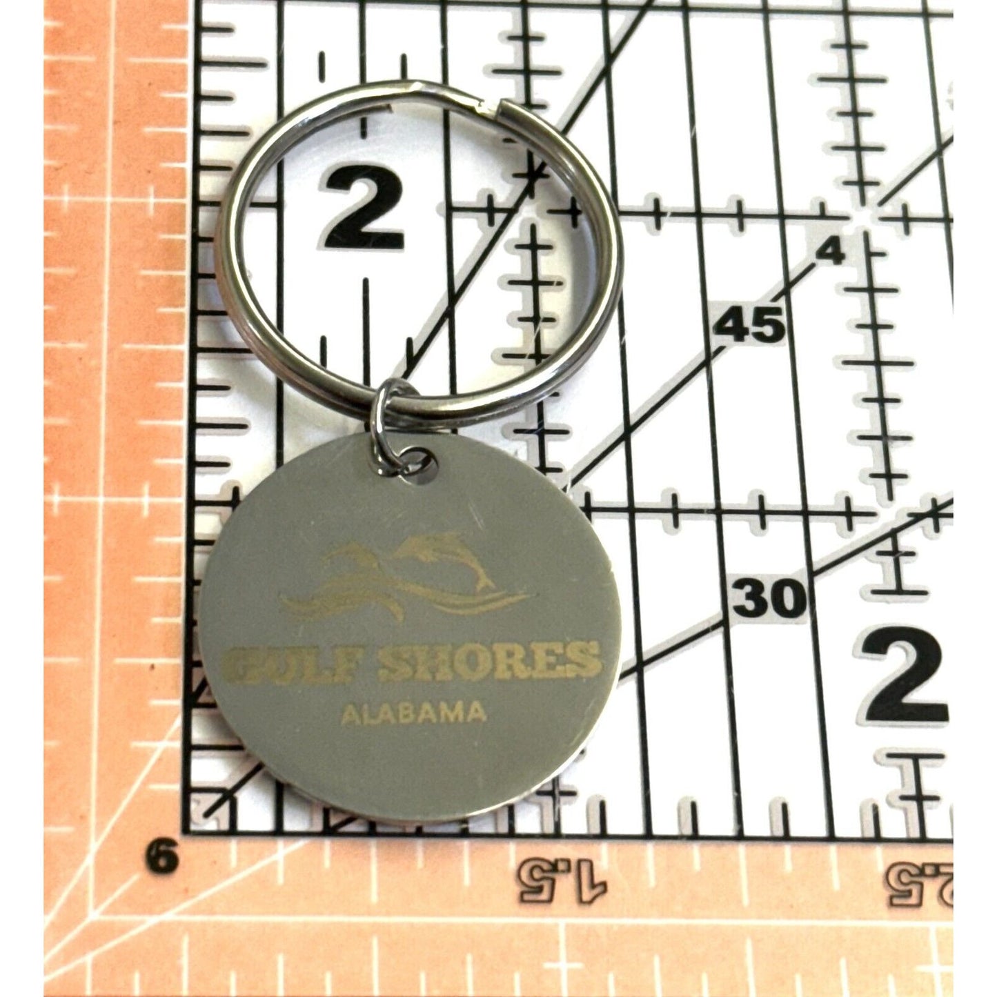 Gulf Shores, Alabama Ocean with Dolphins Stainless Steel Round Keychain