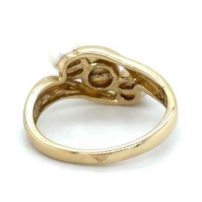 Three-Stone Pearl 10k Yellow Gold Ring 3.2g Size 6.75