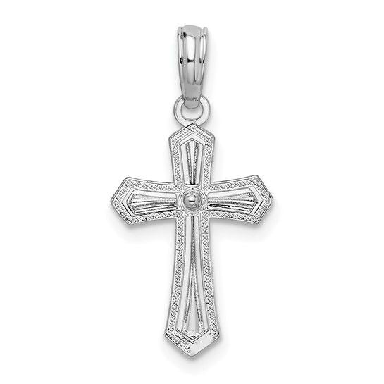 Sterling Silver Rhodium-Plated Polished Beaded Passion Cross Pendant
