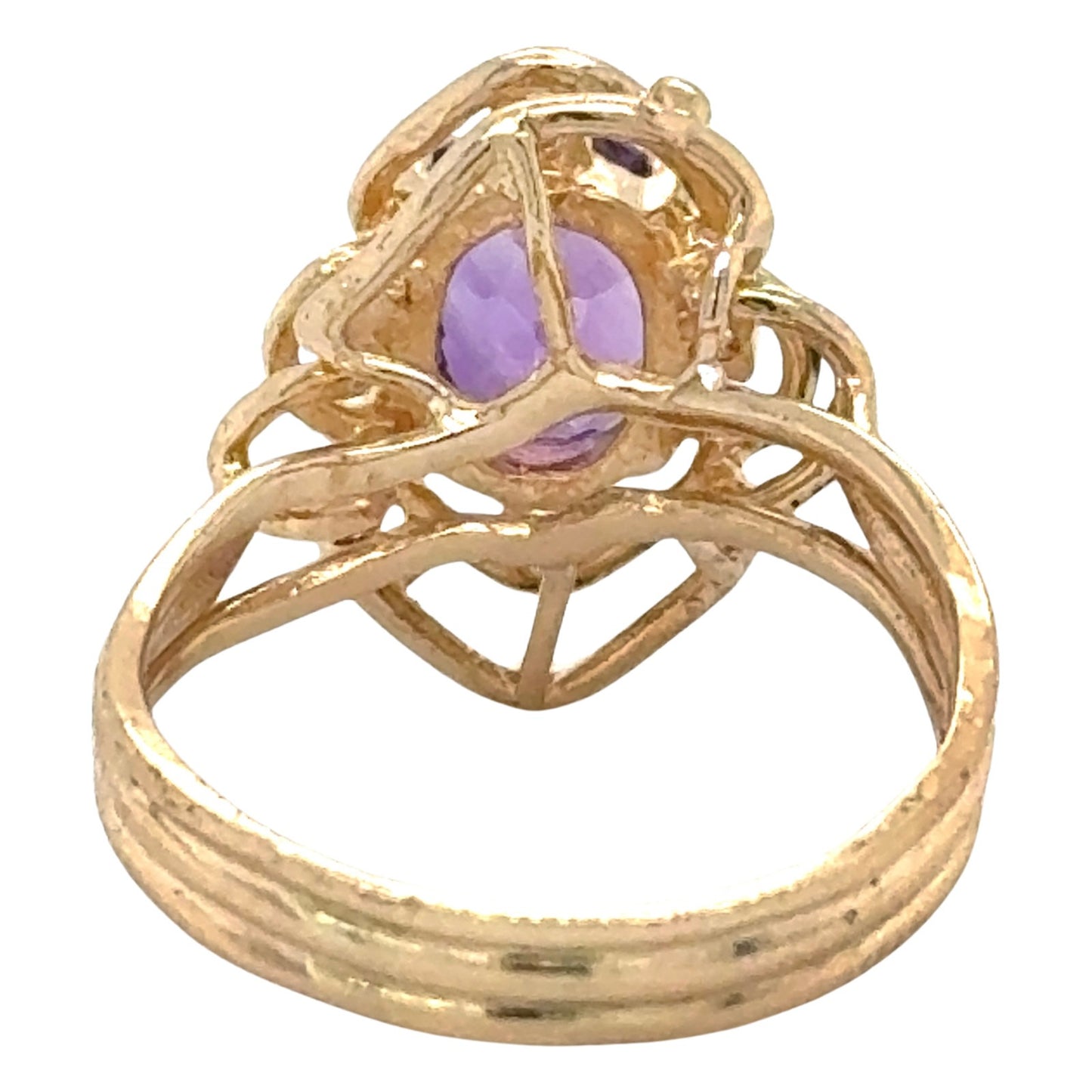 Amethyst & Diamonds 14k Yellow Gold Ring 4.7g Size 7.5