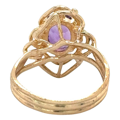 Amethyst & Diamonds 14k Yellow Gold Ring 4.7g Size 7.5