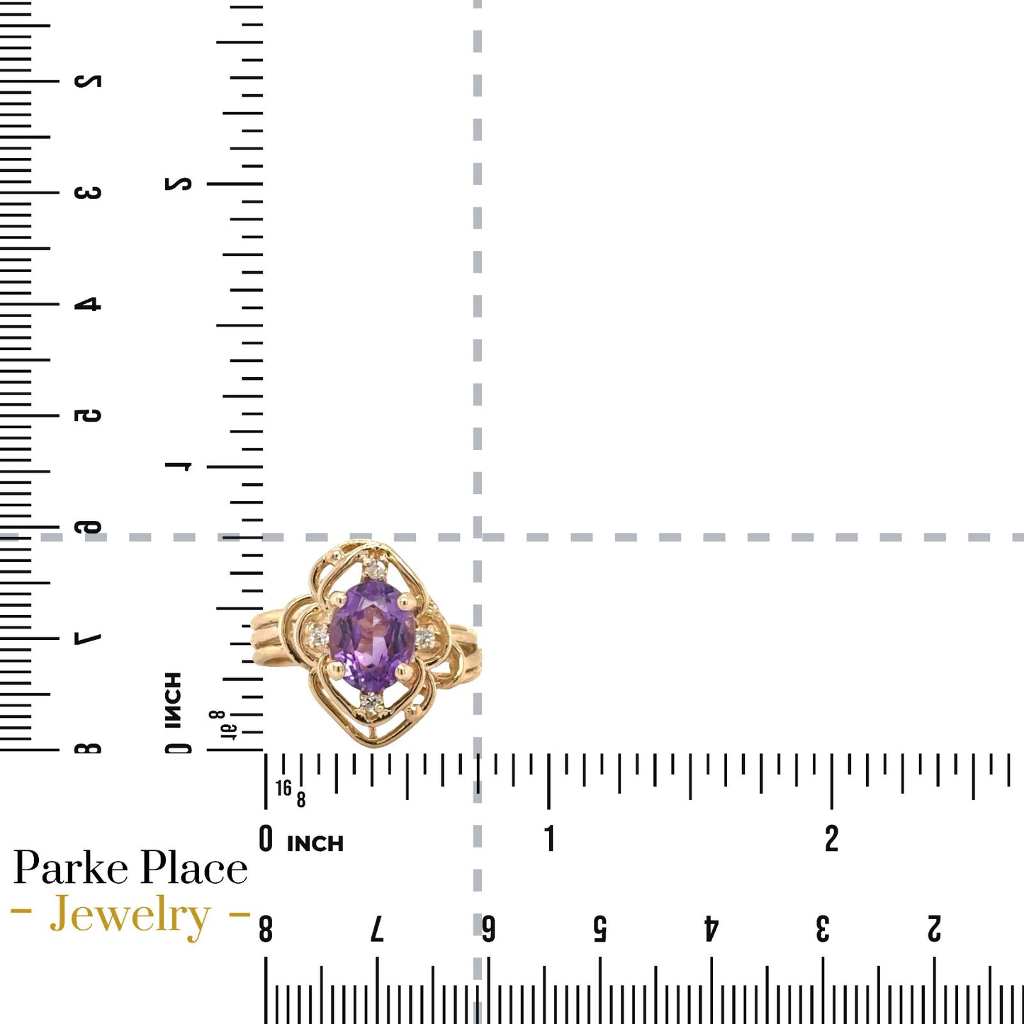Amethyst & Diamonds 14k Yellow Gold Ring 4.7g Size 7.5