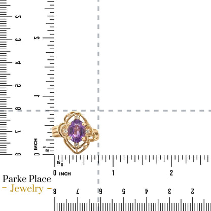Amethyst & Diamonds 14k Yellow Gold Ring 4.7g Size 7.5