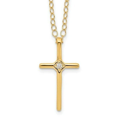 14k Madi K .01ct Diamond Cross 15 inch Necklace