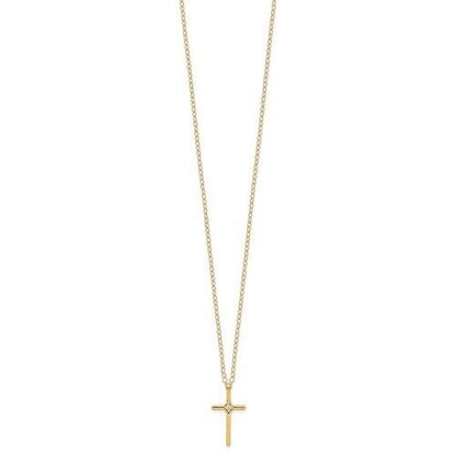 14k Madi K .01ct Diamond Cross 15 inch Necklace