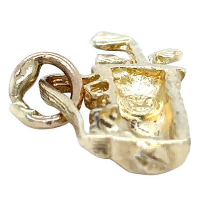 10k Yellow Gold Golf Club Bag Pendant Charm 1.6g