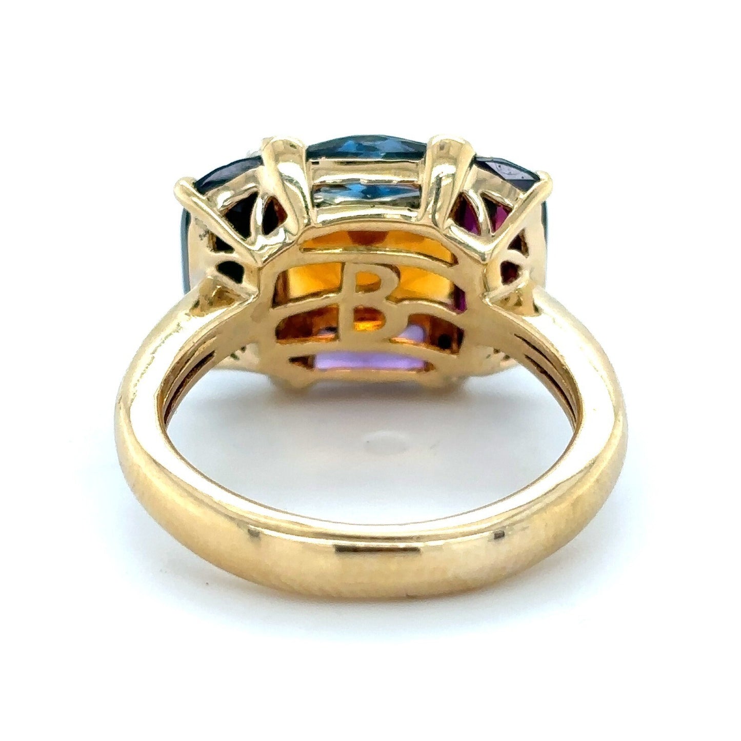 Multicolor Gemstones & Diamonds 14k Yellow Gold Ring 5.8g Size 4.25