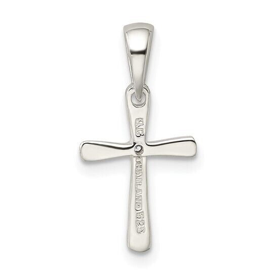 Sterling Silver 925 Cross Pendant Cubic Zirconia Center