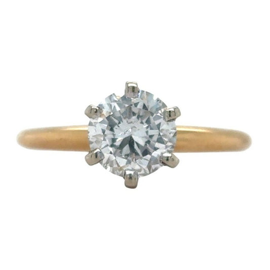 14k Yellow Gold 0.98 ctw Diamond Solitaire Size 5.75 Engagement Ring 2.0g