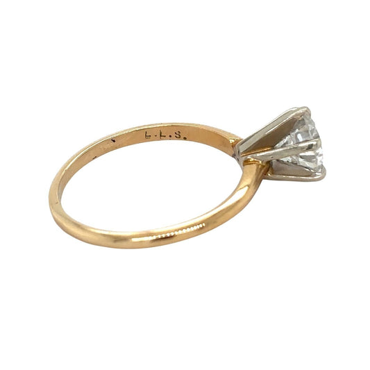 14k Yellow Gold 0.98 ctw Diamond Solitaire Size 5.75 Engagement Ring 2.0g
