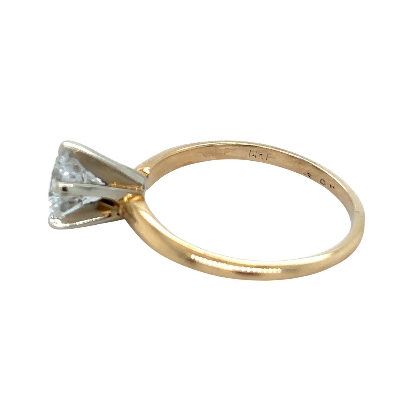 14k Yellow Gold 0.98 ctw Diamond Solitaire Size 5.75 Engagement Ring 2.0g