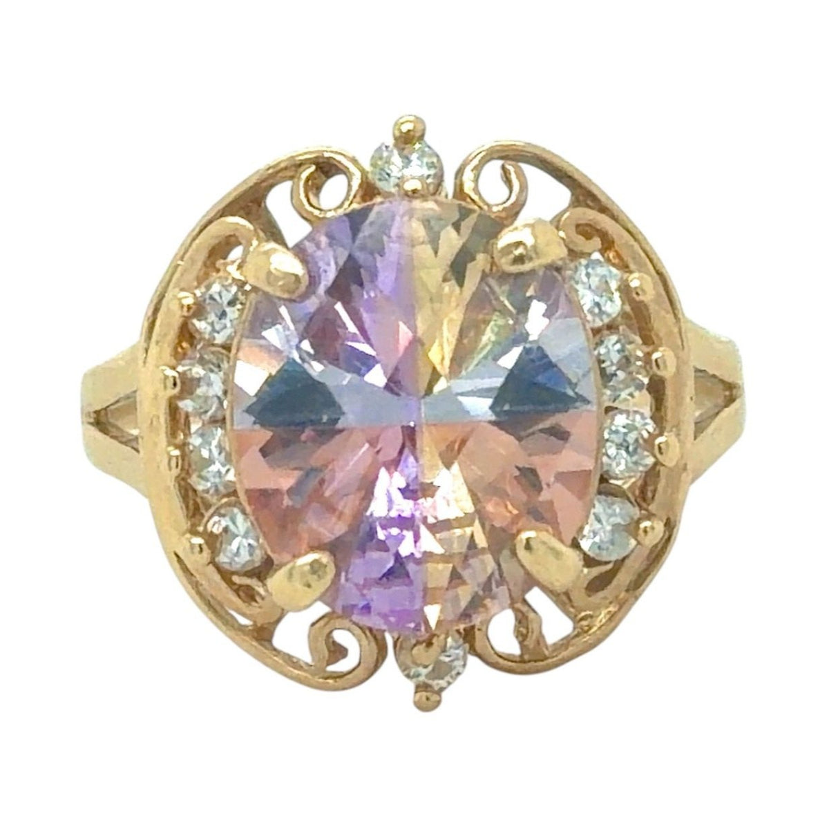 Multicolor Cubic Zirconia Cocktail 14K Yellow Gold Ring 5.7g Size 8.25