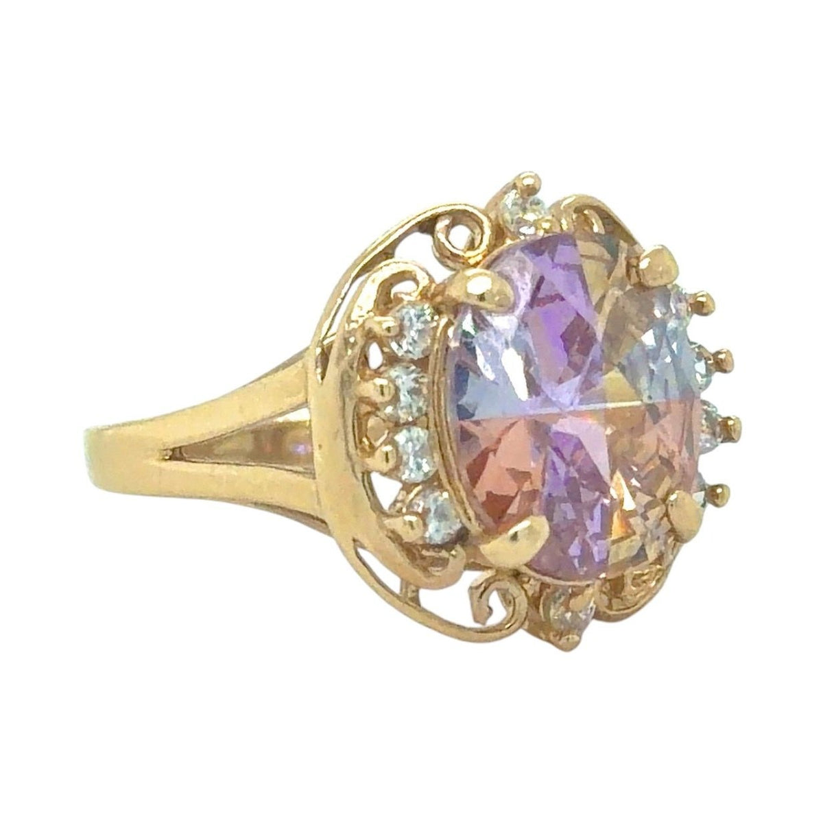 Multicolor Cubic Zirconia Cocktail 14K Yellow Gold Ring 5.7g Size 8.25