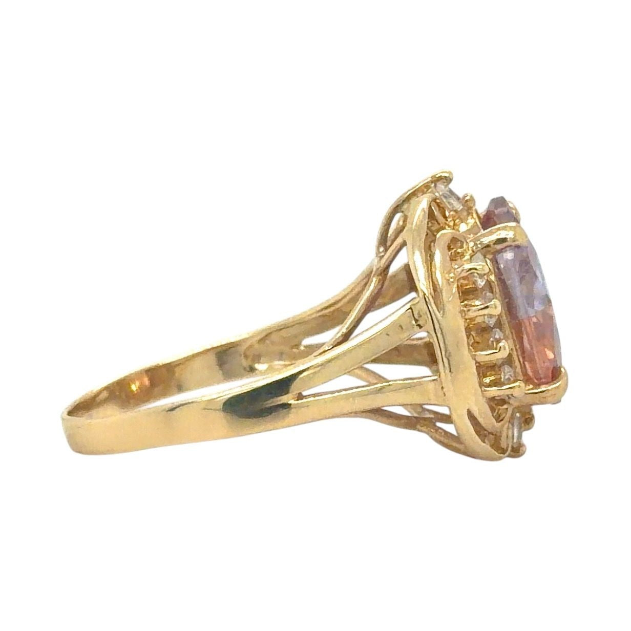 Multicolor Cubic Zirconia Cocktail 14K Yellow Gold Ring 5.7g Size 8.25