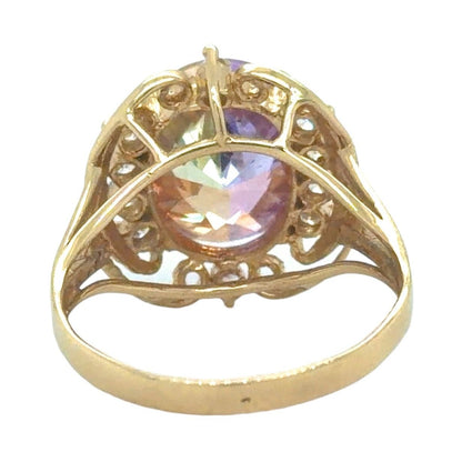 Multicolor Cubic Zirconia Cocktail 14K Yellow Gold Ring 5.7g Size 8.25