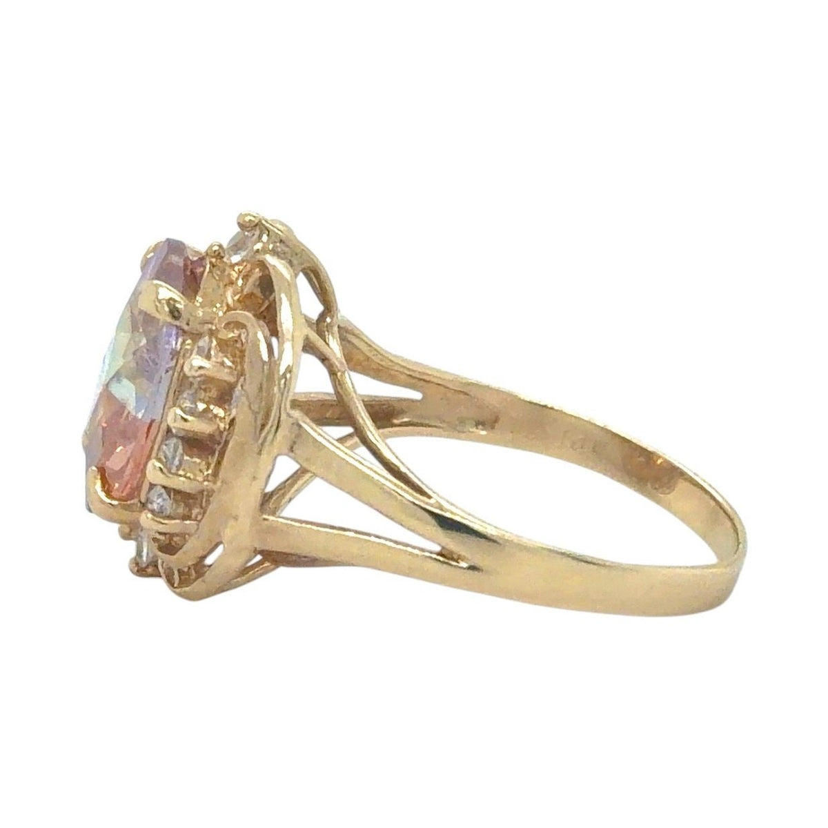 Multicolor Cubic Zirconia Cocktail 14K Yellow Gold Ring 5.7g Size 8.25