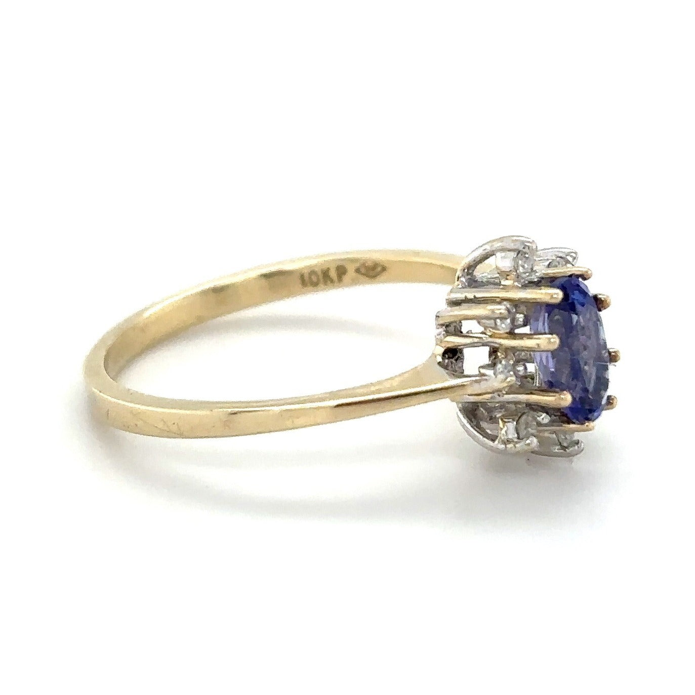 1/2ct Tanzanite & 1/20ct Diamond 14K Yellow Gold Ring 1.6g Size 6.25