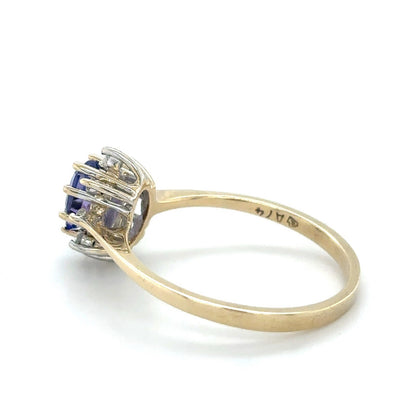 1/2ct Tanzanite & 1/20ct Diamond 14K Yellow Gold Ring 1.6g Size 6.25