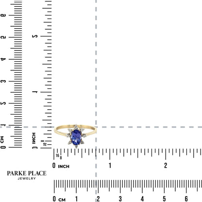 1/2ct Tanzanite & 1/20ct Diamond 14K Yellow Gold Ring 1.6g Size 6.25