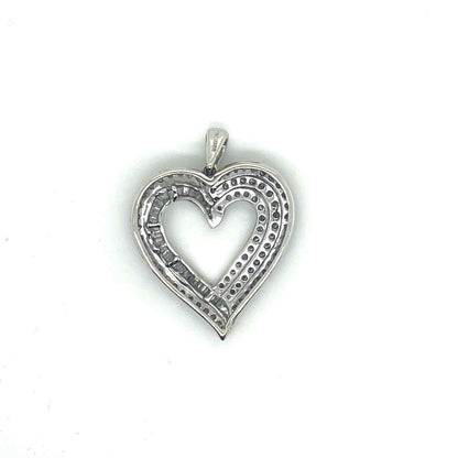 1 ct Diamond Heart Pendant 10 k White Gold 3.2 g