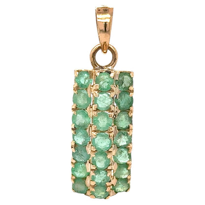 Emerald 14k Yellow Gold Bar Pendant 2.9g