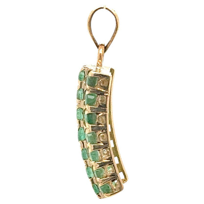 Emerald 14k Yellow Gold Bar Pendant 2.9g