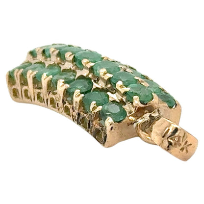 Emerald 14k Yellow Gold Bar Pendant 2.9g