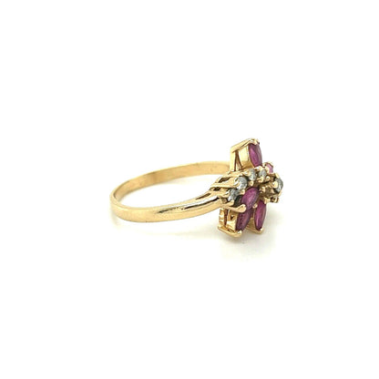 Vintage 14K Yellow Gold Ruby & Diamond Ring 1 Ct 4.3g Size 8.5