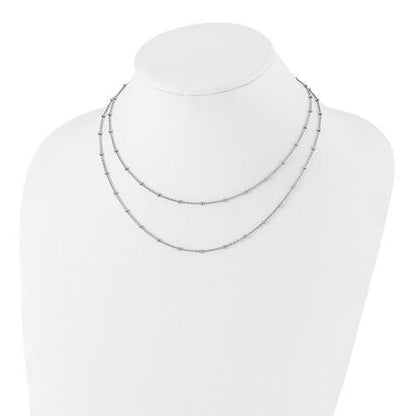 Chisel Stainless Steel Polished 2-Strand Beaded 16+1 inch Necklace