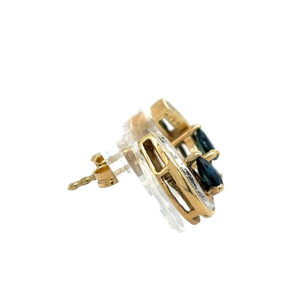 2/3ct Sapphire and 1/5ct Diamond 14k Yellow Gold Earrings 2.6g