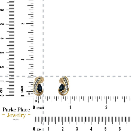 2/3ct Sapphire and 1/5ct Diamond 14k Yellow Gold Earrings 2.6g