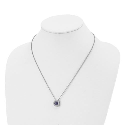September Blue Birthstone Pendant20 inch Loose Rope Chain Stainless