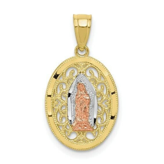 10k Two-tone Gold with White Rhodium Our Lady of Guadalupe Pendant