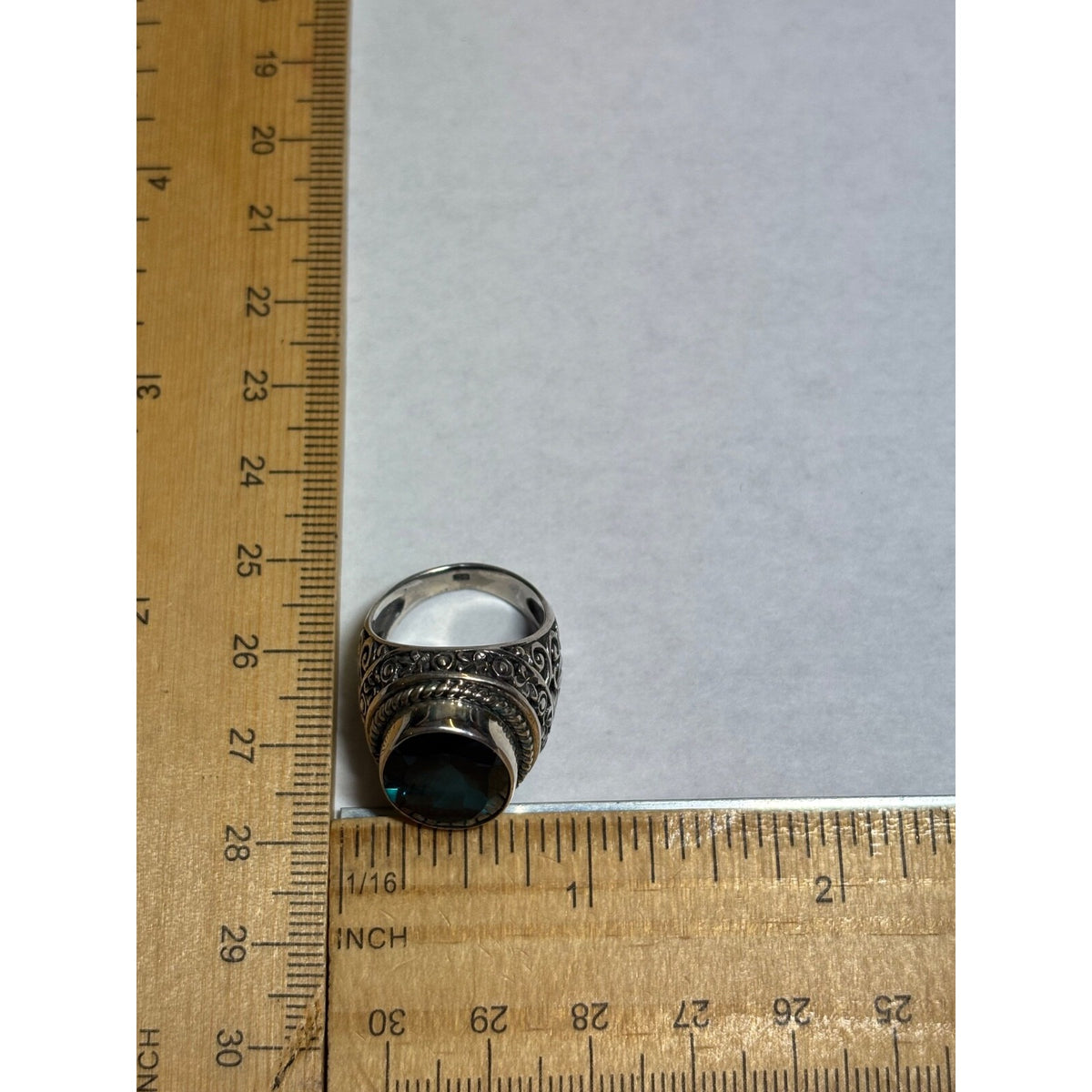 .925 Sterling Silver Blue Stone Ring Size 6.75