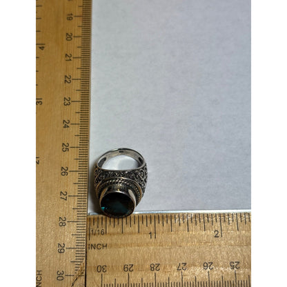 .925 Sterling Silver Blue Stone Ring Size 6.75