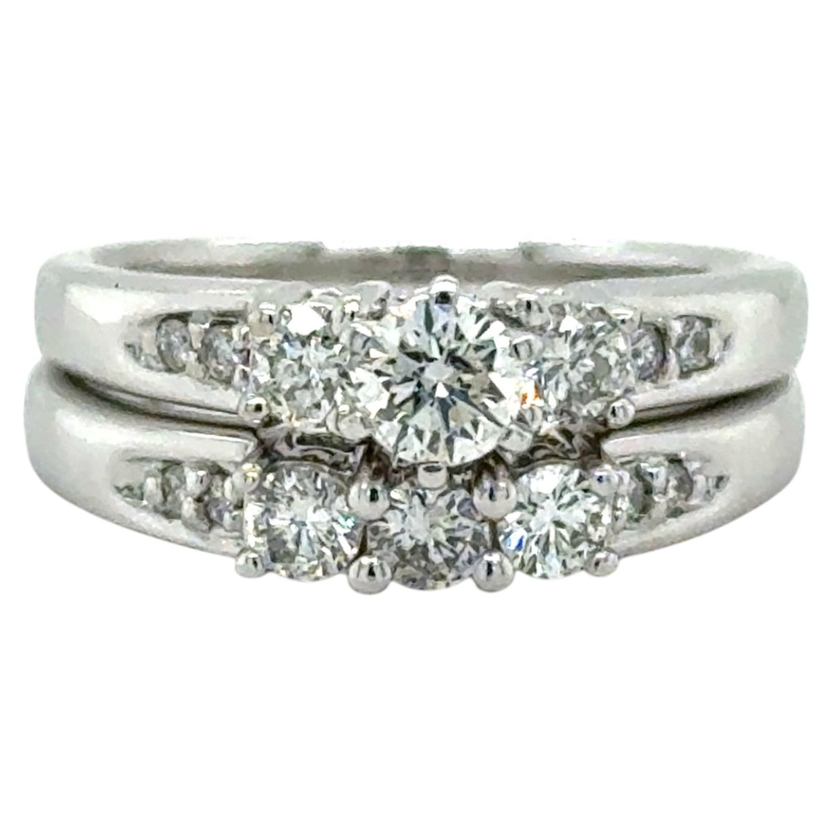 3/4ctw Diamond 14k White Gold Bridal Wedding Ring Set 8.1g Size 7