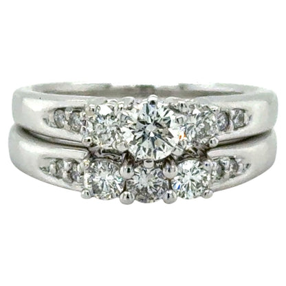 3/4ctw Diamond 14k White Gold Bridal Wedding Ring Set 8.1g Size 7