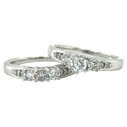 3/4ctw Diamond 14k White Gold Bridal Wedding Ring Set 8.1g Size 7
