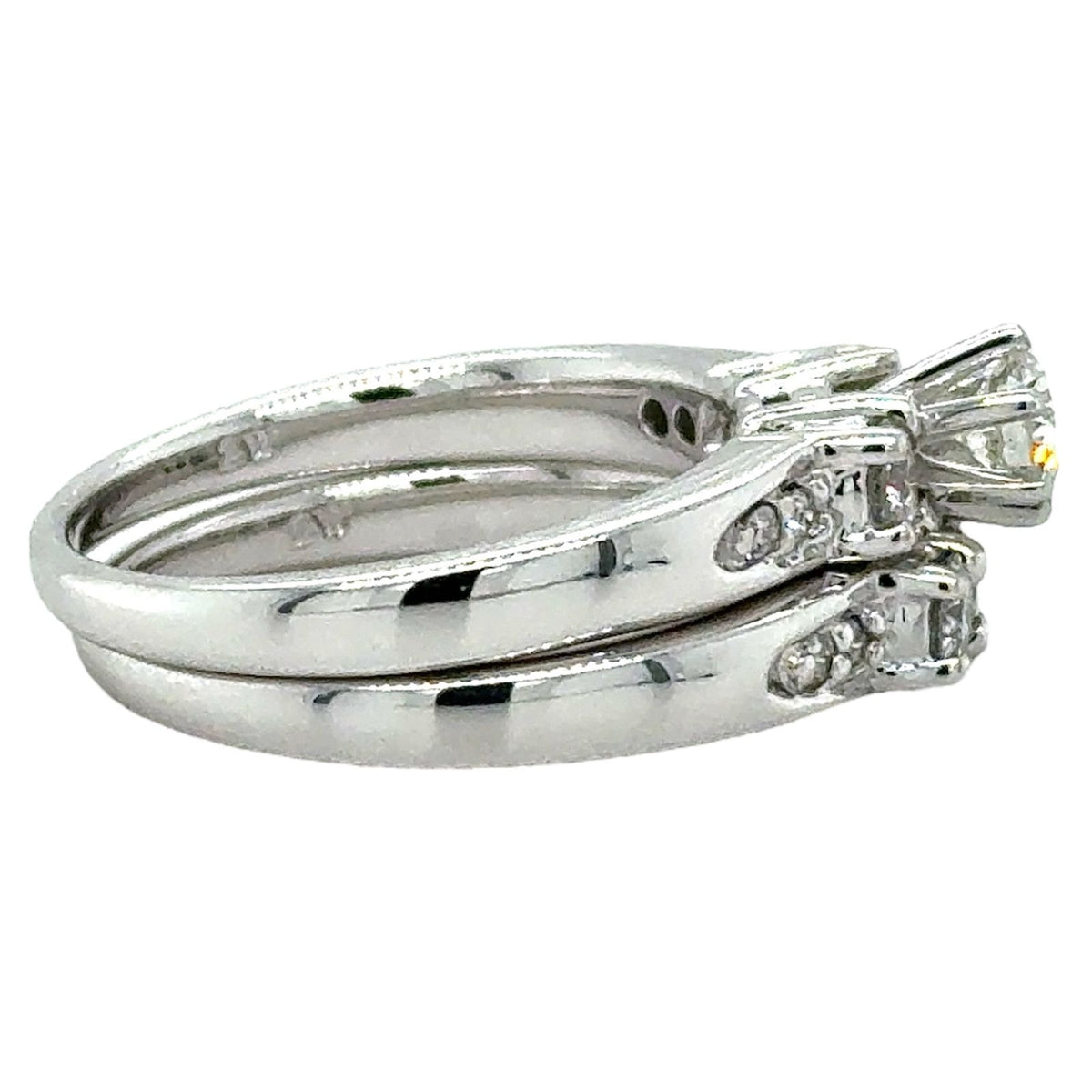 3/4ctw Diamond 14k White Gold Bridal Wedding Ring Set 8.1g Size 7