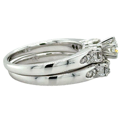 3/4ctw Diamond 14k White Gold Bridal Wedding Ring Set 8.1g Size 7