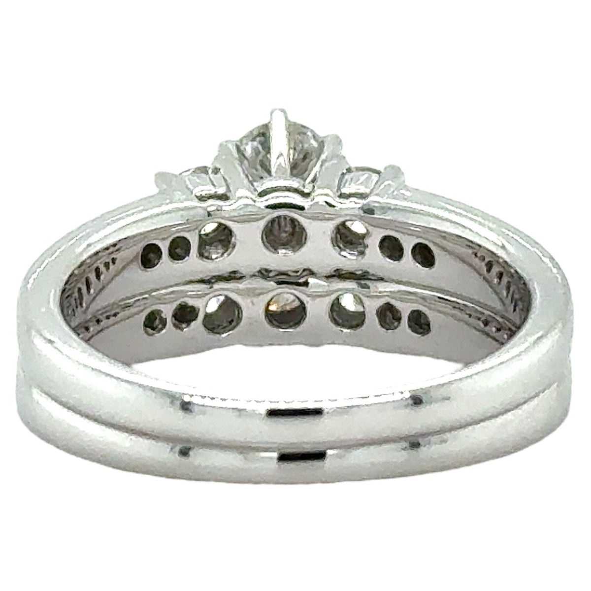 3/4ctw Diamond 14k White Gold Bridal Wedding Ring Set 8.1g Size 7