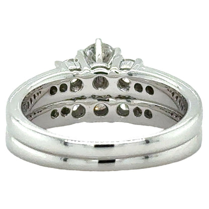 3/4ctw Diamond 14k White Gold Bridal Wedding Ring Set 8.1g Size 7