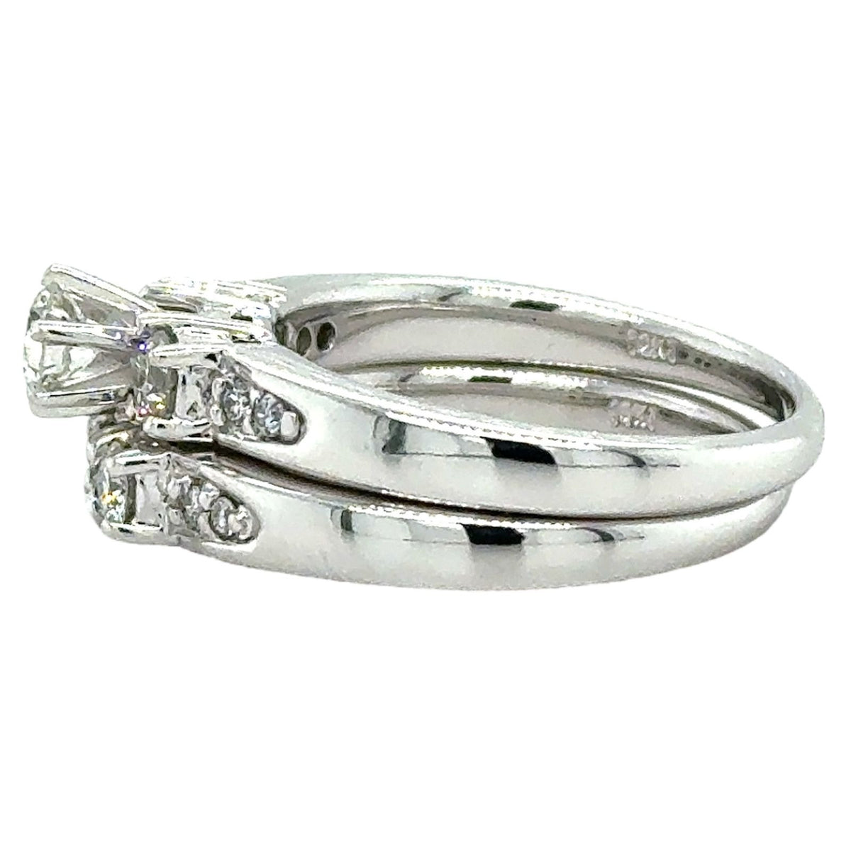 3/4ctw Diamond 14k White Gold Bridal Wedding Ring Set 8.1g Size 7