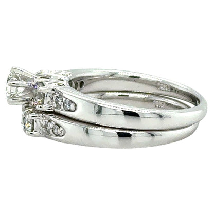 3/4ctw Diamond 14k White Gold Bridal Wedding Ring Set 8.1g Size 7